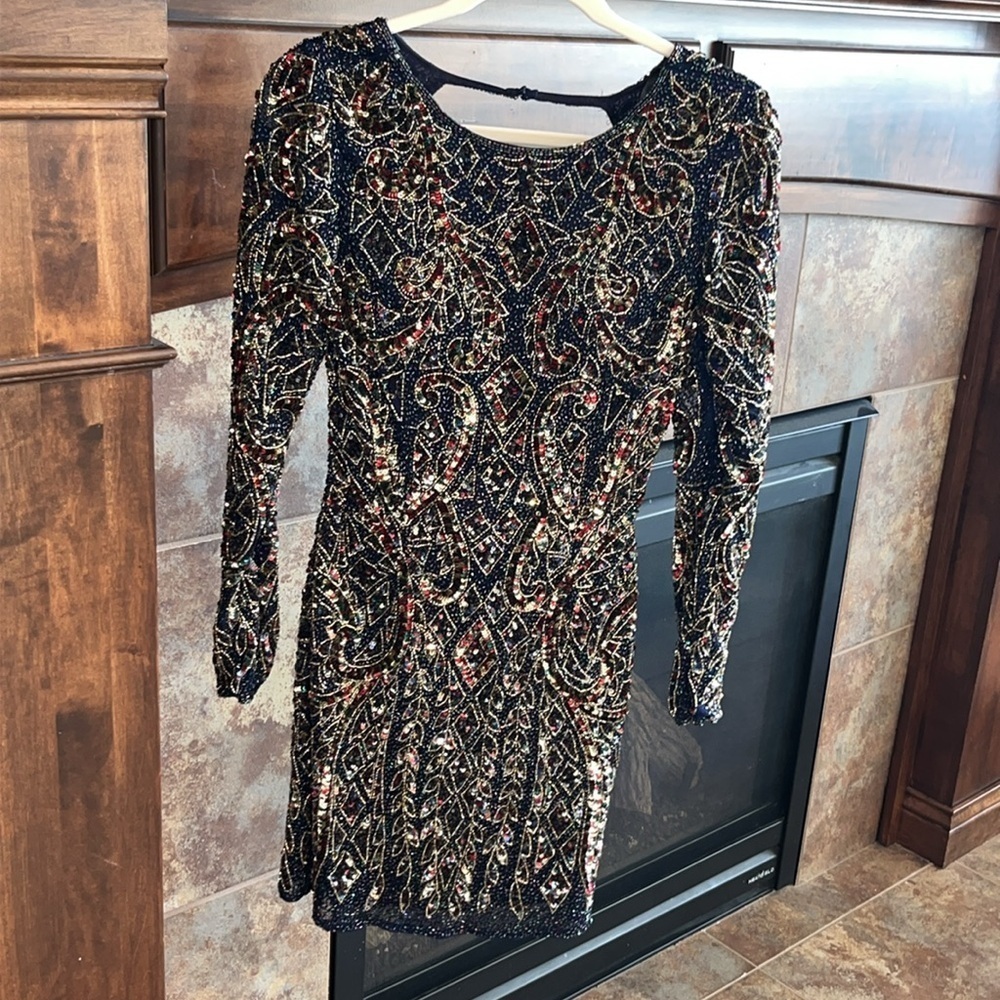 Exquisite fully beaded PRIMAVERA COUTURE long sleeve mini dress formal size 6 - Picture 15 of 16